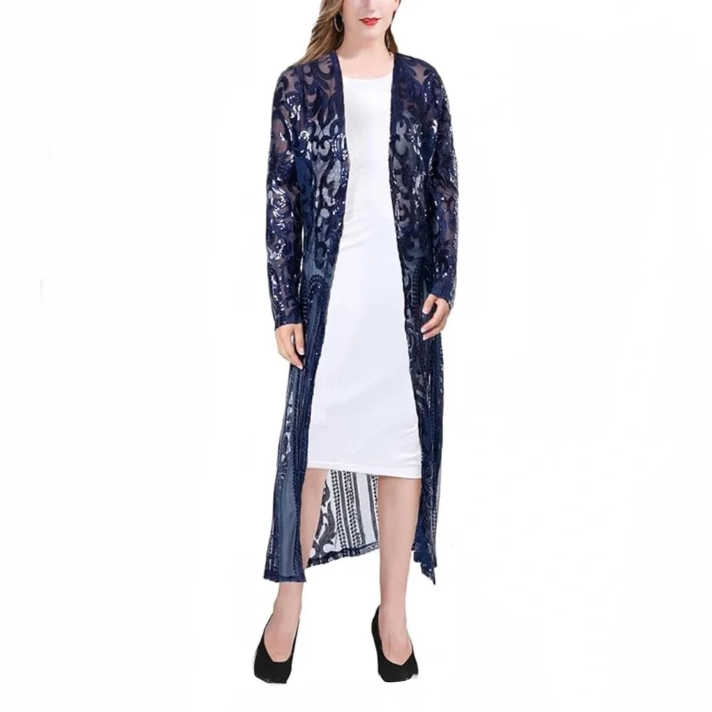Sparkling Sequin Cover Up Loose Open Cardigan - Picture 2 of 3